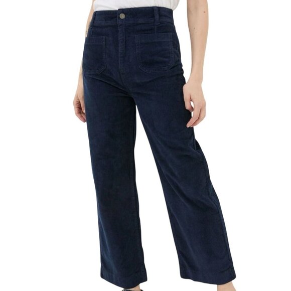 Fat Face NWT Blue Keswick Cord Trousers Wide Leg Front Patch Pockets Size 6R - Picture 5 of 11